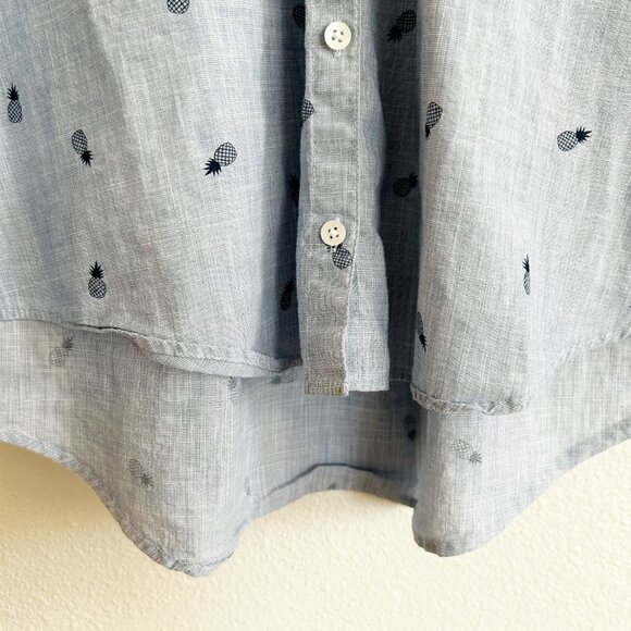 Madewell Shrunken Trapeze Pinneapple Chambray Button Down Shirt Sz S - Picture 3 of 9